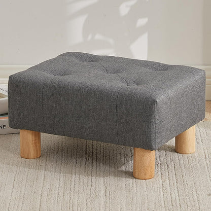 Small Foot Stool Ottoman, Sherpa Footstool Ottoman Foot Rest for Couch, Rectangle Footstools and Ottomans Small for Living Room, Entryway and Bedroom (White)