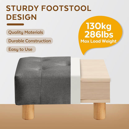 Small Foot Stool Ottoman, Sherpa Footstool Ottoman Foot Rest for Couch, Rectangle Footstools and Ottomans Small for Living Room, Entryway and Bedroom (White)