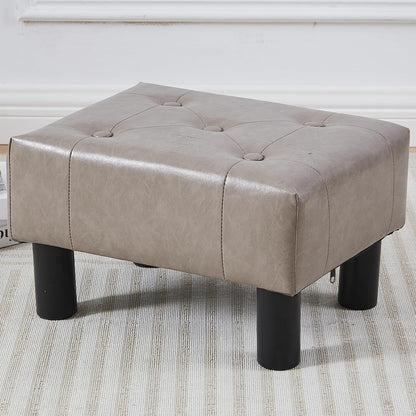 Small Foot Stool Ottoman, Sherpa Footstool Ottoman Foot Rest for Couch, Rectangle Footstools and Ottomans Small for Living Room, Entryway and Bedroom (White)
