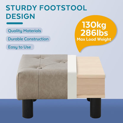 Small Foot Stool Ottoman, Sherpa Footstool Ottoman Foot Rest for Couch, Rectangle Footstools and Ottomans Small for Living Room, Entryway and Bedroom (White)
