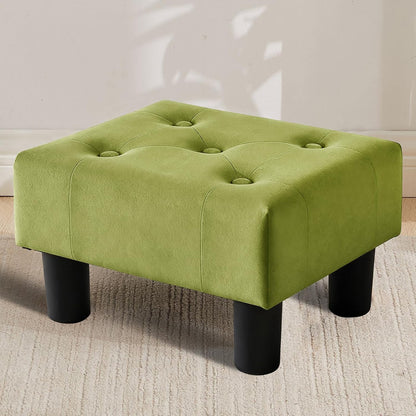 Small Foot Stool Ottoman, Sherpa Footstool Ottoman Foot Rest for Couch, Rectangle Footstools and Ottomans Small for Living Room, Entryway and Bedroom (White)