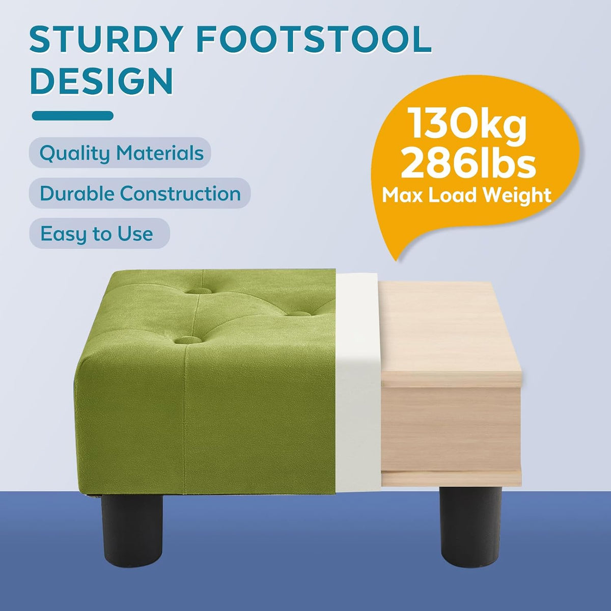 Small Foot Stool Ottoman, Sherpa Footstool Ottoman Foot Rest for Couch, Rectangle Footstools and Ottomans Small for Living Room, Entryway and Bedroom (White)