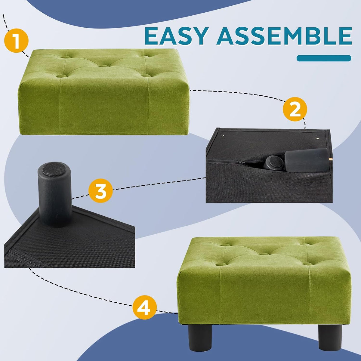 Small Foot Stool Ottoman, Sherpa Footstool Ottoman Foot Rest for Couch, Rectangle Footstools and Ottomans Small for Living Room, Entryway and Bedroom (White)