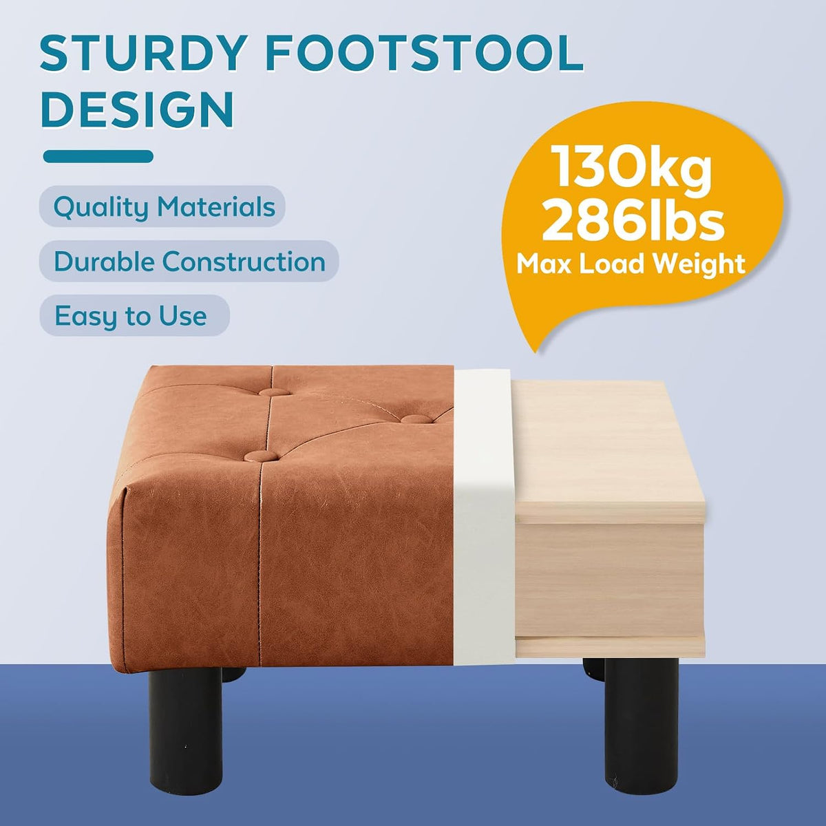 Small Foot Stool Ottoman, Sherpa Footstool Ottoman Foot Rest for Couch, Rectangle Footstools and Ottomans Small for Living Room, Entryway and Bedroom (White)