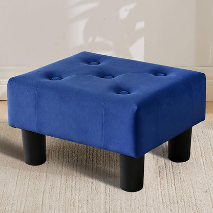 Small Foot Stool Ottoman, Sherpa Footstool Ottoman Foot Rest for Couch, Rectangle Footstools and Ottomans Small for Living Room, Entryway and Bedroom (White)