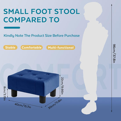 Small Foot Stool Ottoman, Sherpa Footstool Ottoman Foot Rest for Couch, Rectangle Footstools and Ottomans Small for Living Room, Entryway and Bedroom (White)