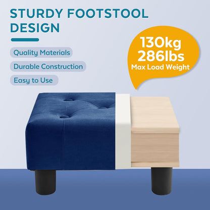 Small Foot Stool Ottoman, Sherpa Footstool Ottoman Foot Rest for Couch, Rectangle Footstools and Ottomans Small for Living Room, Entryway and Bedroom (White)