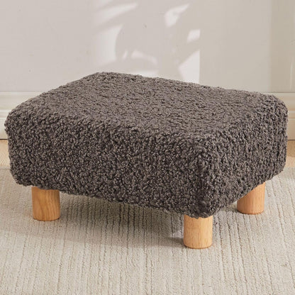 Small Foot Stool Ottoman, Sherpa Footstool Ottoman Foot Rest for Couch, Rectangle Footstools and Ottomans Small for Living Room, Entryway and Bedroom (White)