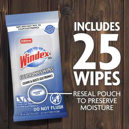 Electronic Cleaning Wipes, Anti-Static & Ammonia-Free, 25 Count
