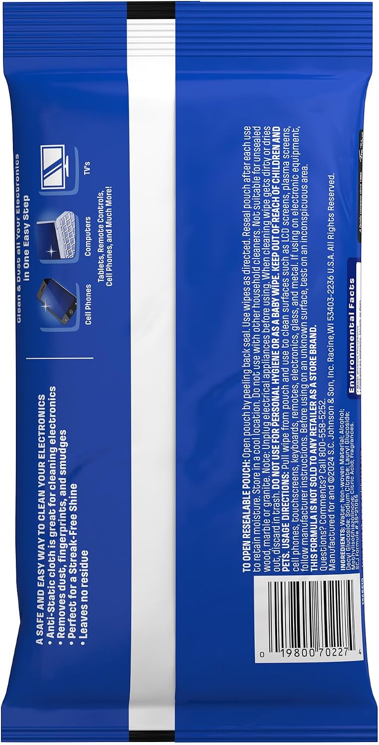 Electronic Cleaning Wipes, Anti-Static & Ammonia-Free, 25 Count