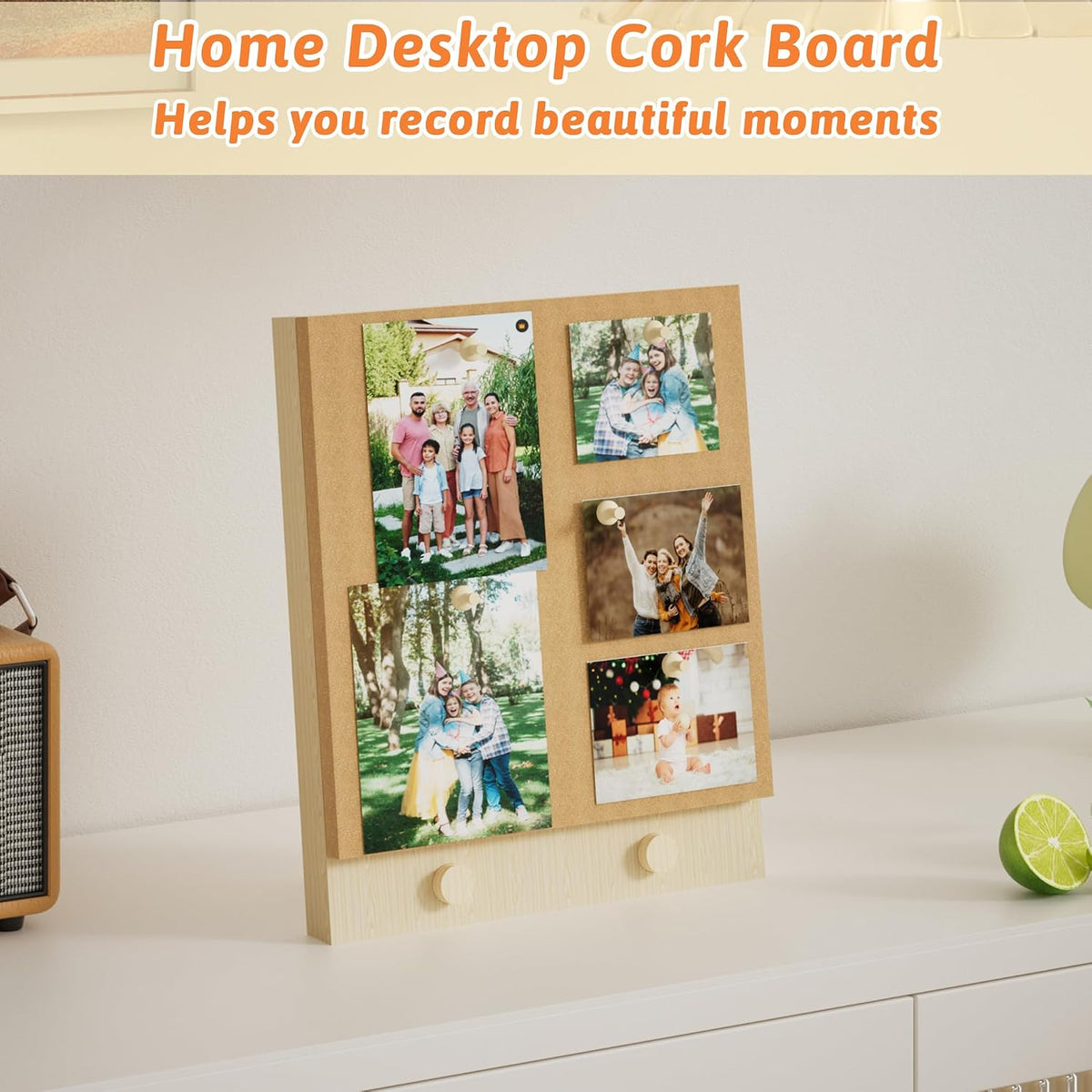 Wood Frame Bulletin Board, Cork Board, Wood, Small