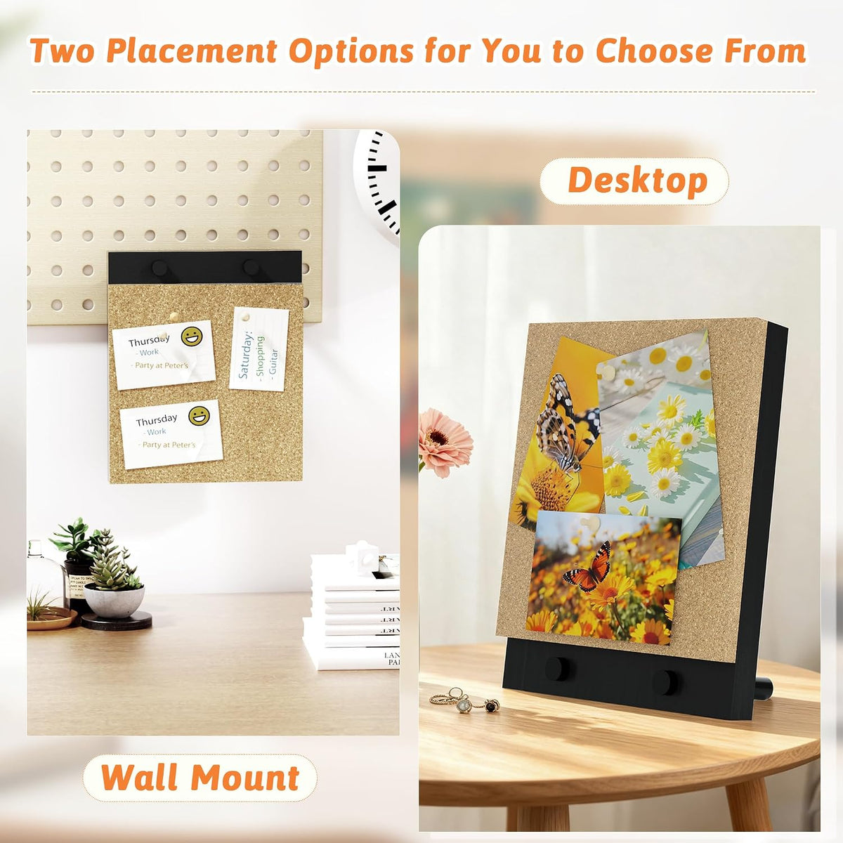 Wood Frame Bulletin Board, Cork Board, Wood, Small