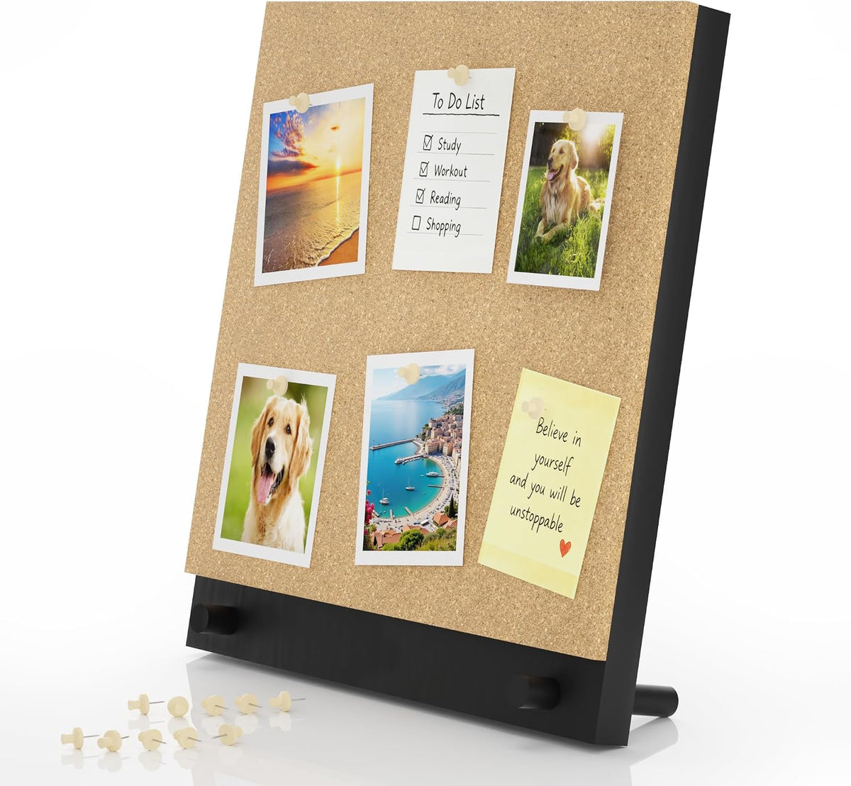 Wood Frame Bulletin Board, Cork Board, Wood, Small
