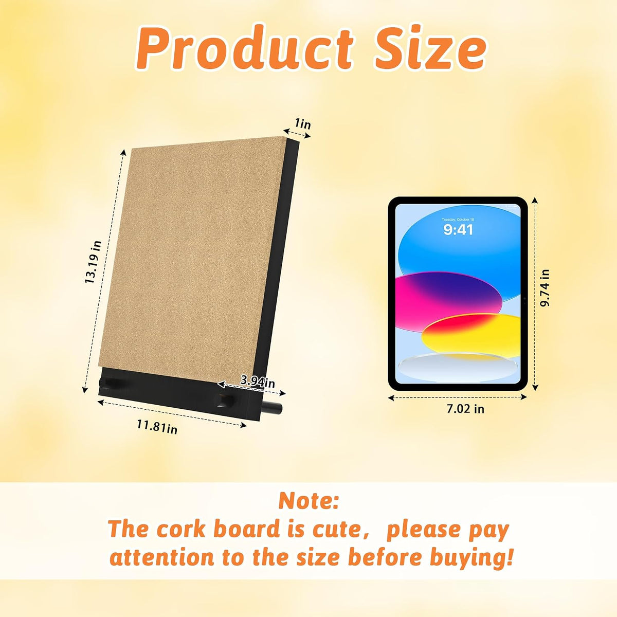 Wood Frame Bulletin Board, Cork Board, Wood, Small