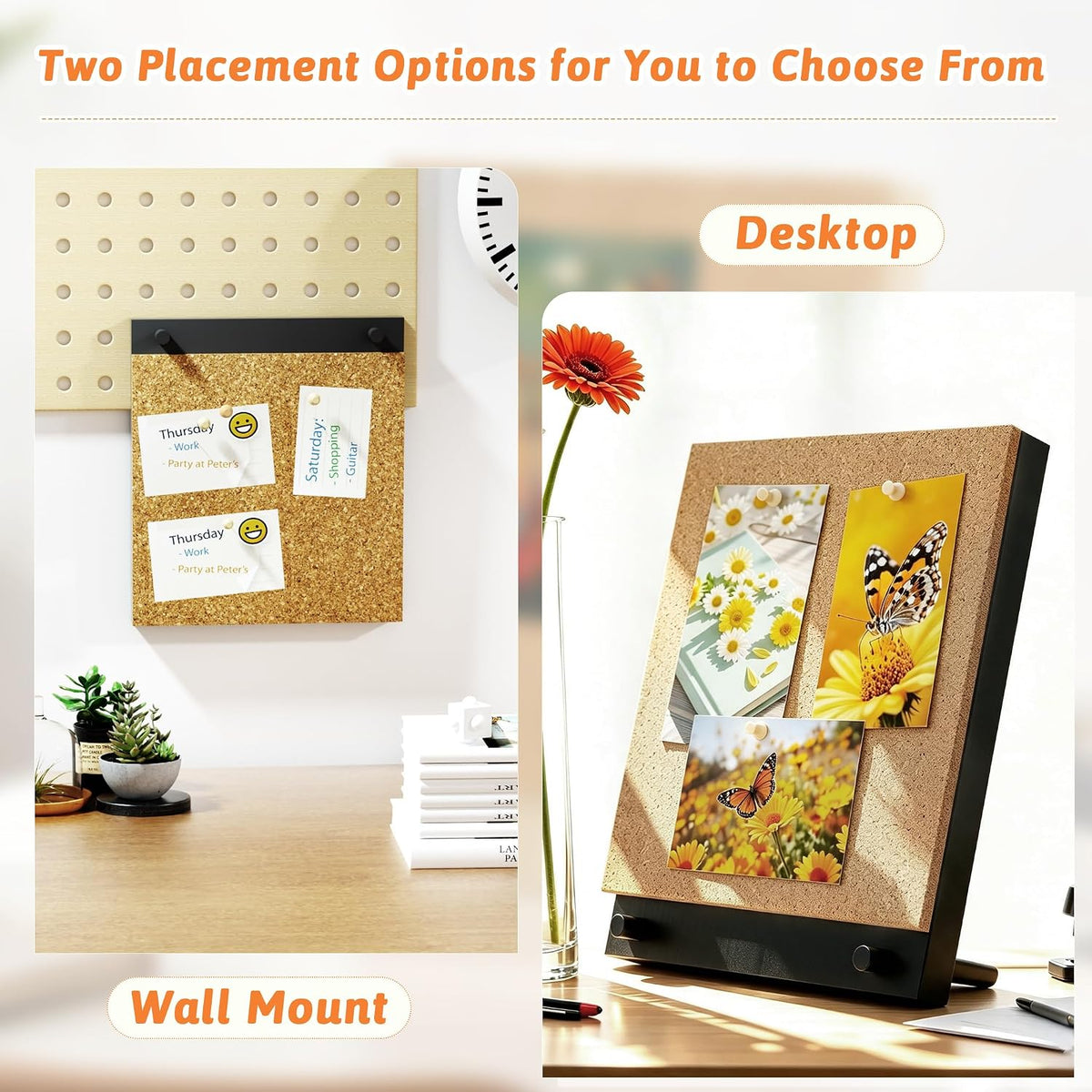 Wood Frame Bulletin Board, Cork Board, Wood, Small