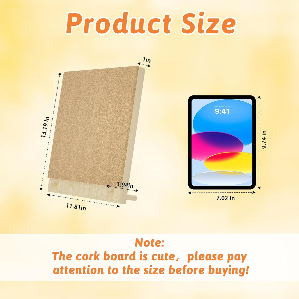 Wood Frame Bulletin Board, Cork Board, Wood, Small