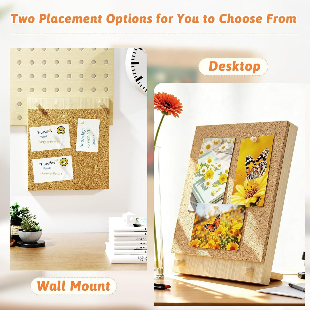 Wood Frame Bulletin Board, Cork Board, Wood, Small