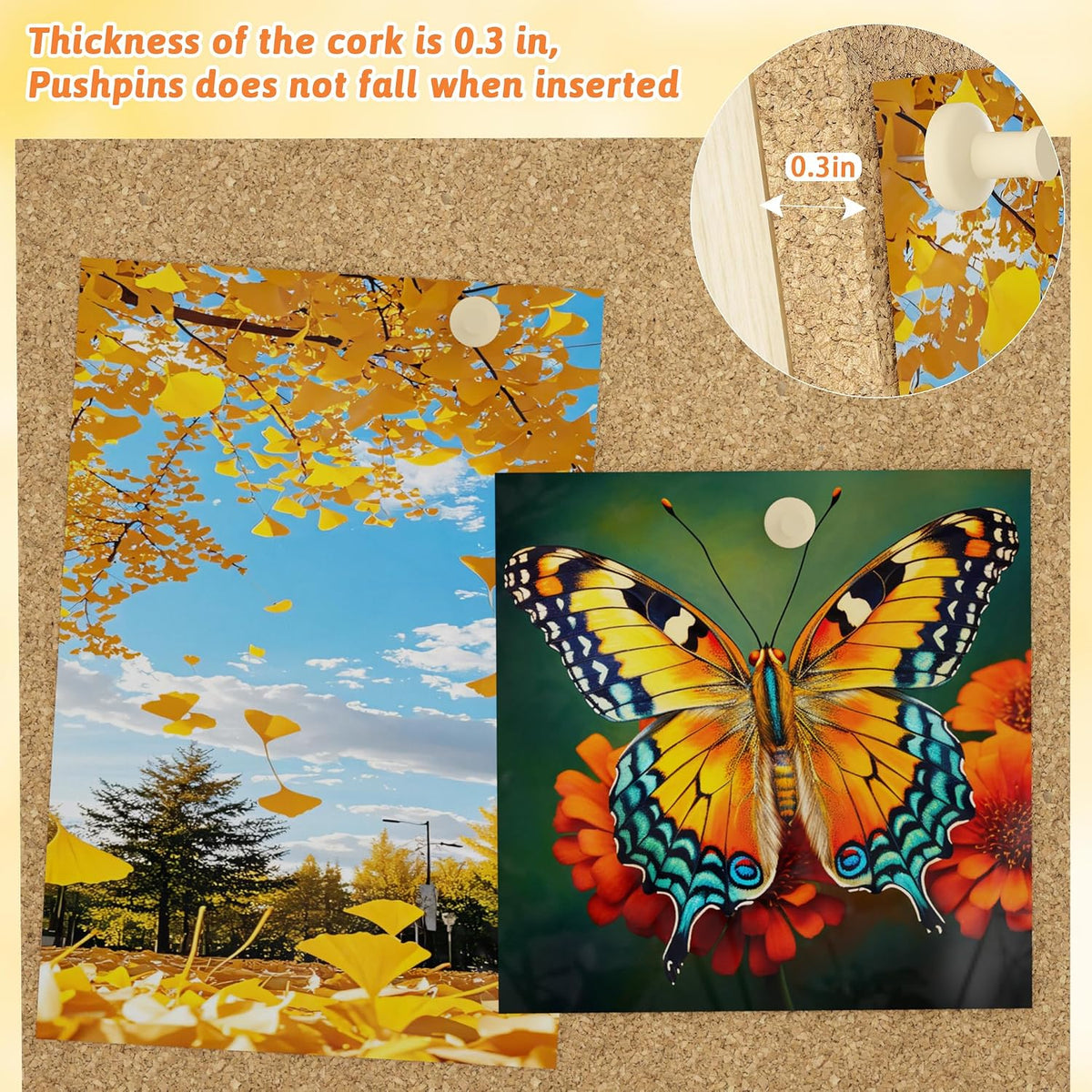 Wood Frame Bulletin Board, Cork Board, Wood, Small