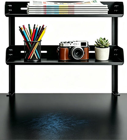 Clamp on Desk Shelf 2‑Tier, Black, Corner‑Style