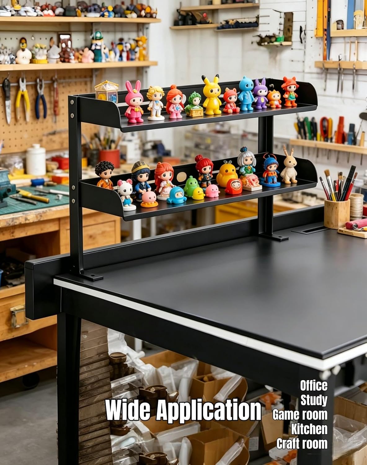 Clamp on Desk Shelf 2‑Tier, Black, Corner‑Style