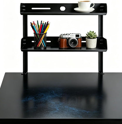 Clamp on Desk Shelf 2‑Tier, Black, Corner‑Style
