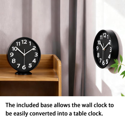 8 Inch Black Modern Wall Clock