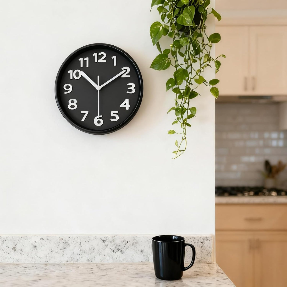 8 Inch Black Modern Wall Clock