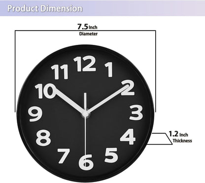 8 Inch Black Modern Wall Clock