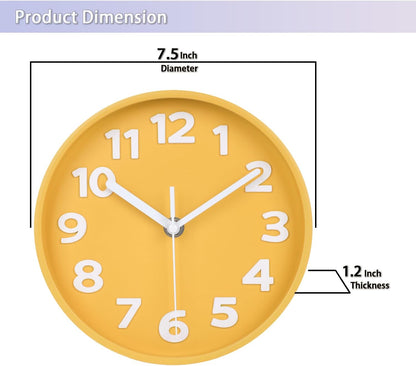 8 Inch Black Modern Wall Clock
