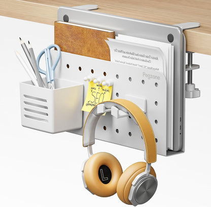 Desk Side Storage Organizer, Fits Flat Edge 0.4" to 2.2", White