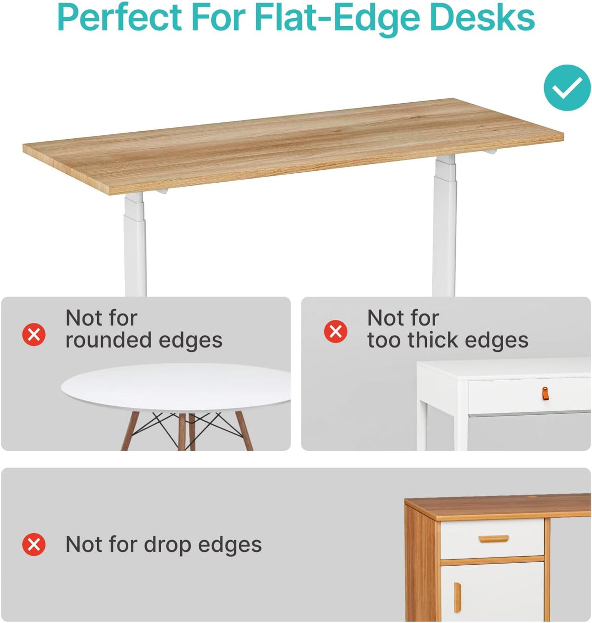 Desk Side Storage Organizer, Fits Flat Edge 0.4" to 2.2", White