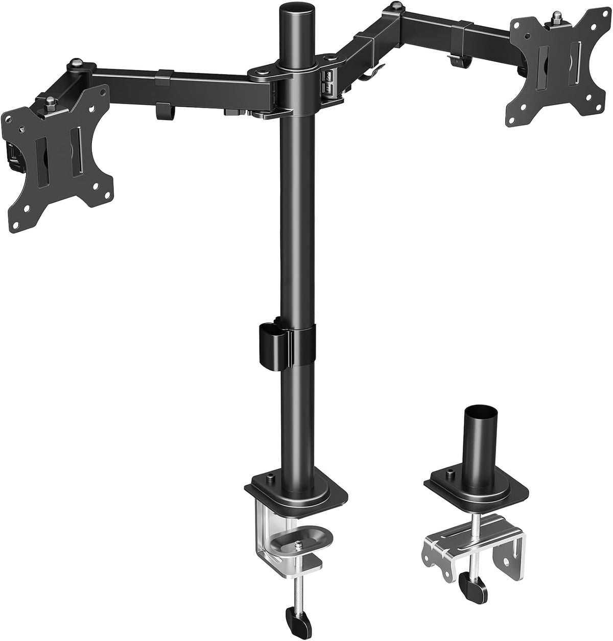Dual Monitor Desk Mount, Max 32 Inch up to 17.6lbs, Fully Adjustable Dual Monitor Arm for 2 LCD Screens, Double Monitor Stand with C-Clamp and Grommet Base