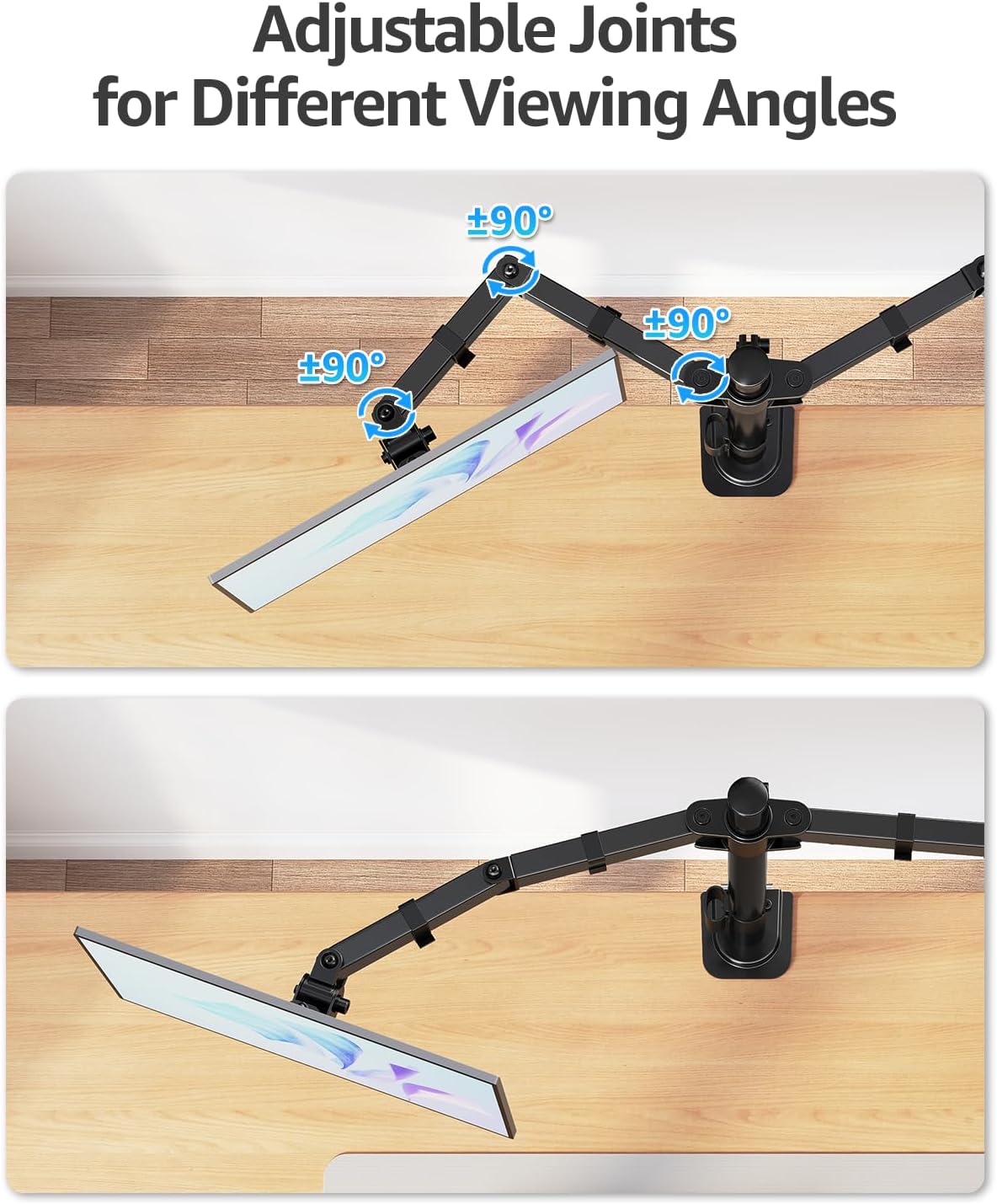 Dual Monitor Desk Mount, Max 32 Inch up to 17.6lbs, Fully Adjustable Dual Monitor Arm for 2 LCD Screens, Double Monitor Stand with C-Clamp and Grommet Base