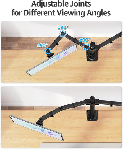 Dual Monitor Desk Mount, Max 32 Inch up to 17.6lbs, Fully Adjustable Dual Monitor Arm for 2 LCD Screens, Double Monitor Stand with C-Clamp and Grommet Base