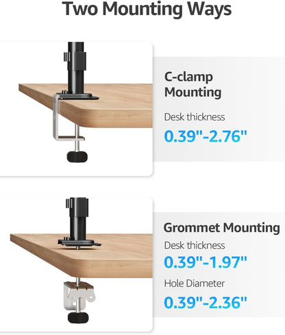 Dual Monitor Desk Mount, Max 32 Inch up to 17.6lbs, Fully Adjustable Dual Monitor Arm for 2 LCD Screens, Double Monitor Stand with C-Clamp and Grommet Base