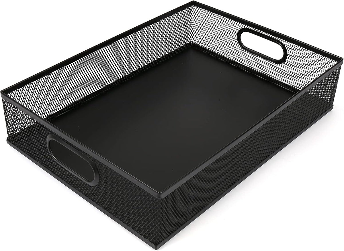 Desk Drawer Organizer, A4 Large Metal Mesh Desk Organizer Tray, Versatile Storage Box Set for Office Home Supplies,13 x 9 inches