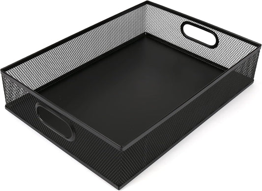 Desk Drawer Organizer, A4 Large Metal Mesh Desk Organizer Tray, Versatile Storage Box Set for Office Home Supplies,13 x 9 inches