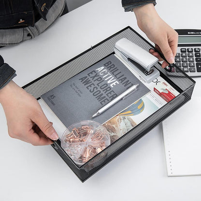 Desk Drawer Organizer, A4 Large Metal Mesh Desk Organizer Tray, Versatile Storage Box Set for Office Home Supplies,13 x 9 inches