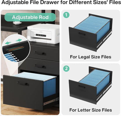 63 Inch Computer Desk with File Drawer Cabinet, Ergonomic Desk