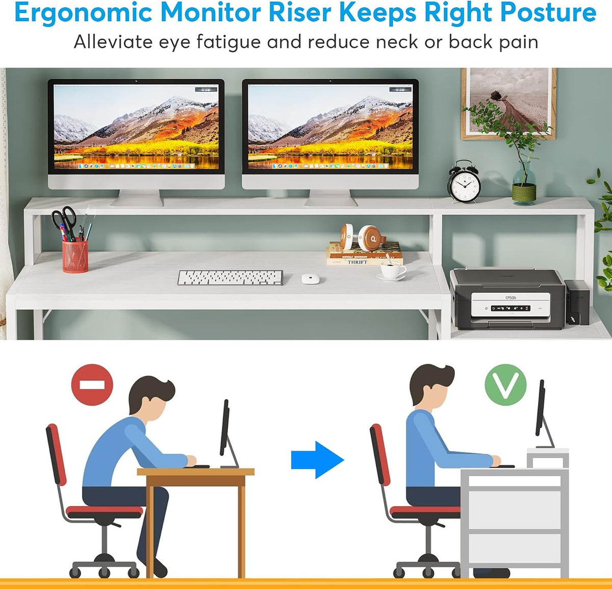 63 Inch Computer Desk with File Drawer Cabinet, Ergonomic Desk