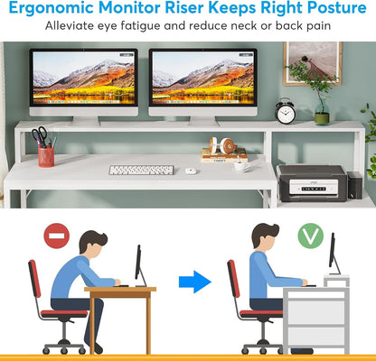 63 Inch Computer Desk with File Drawer Cabinet, Ergonomic Desk