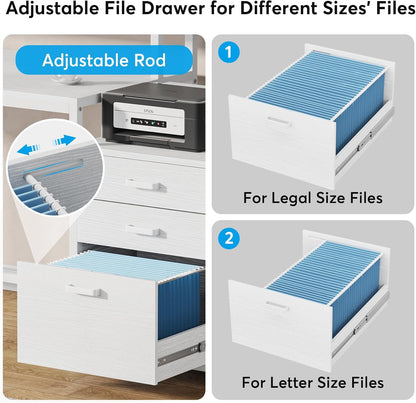 63 Inch Computer Desk with File Drawer Cabinet, Ergonomic Desk