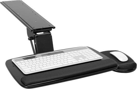! Under Desk Keyboard Tray, Adjustable Slide-Out Keyboard, Black