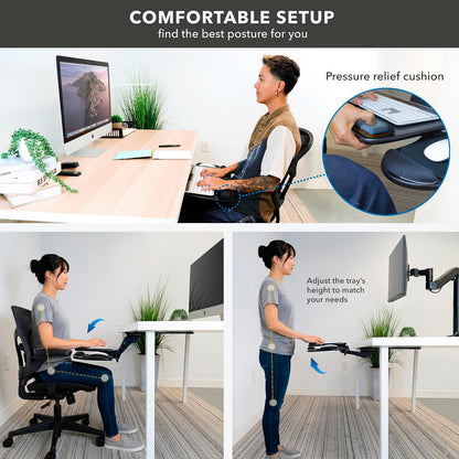 ! Under Desk Keyboard Tray, Adjustable Slide-Out Keyboard, Black