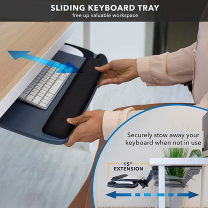 ! Under Desk Keyboard Tray, Adjustable Slide-Out Keyboard, Black