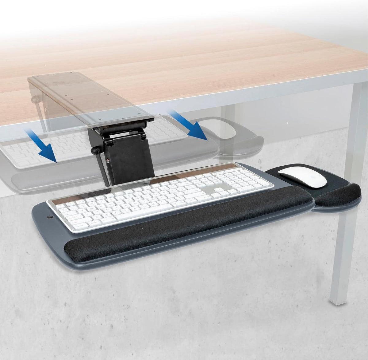 ! Under Desk Keyboard Tray, Adjustable Slide-Out Keyboard, Black