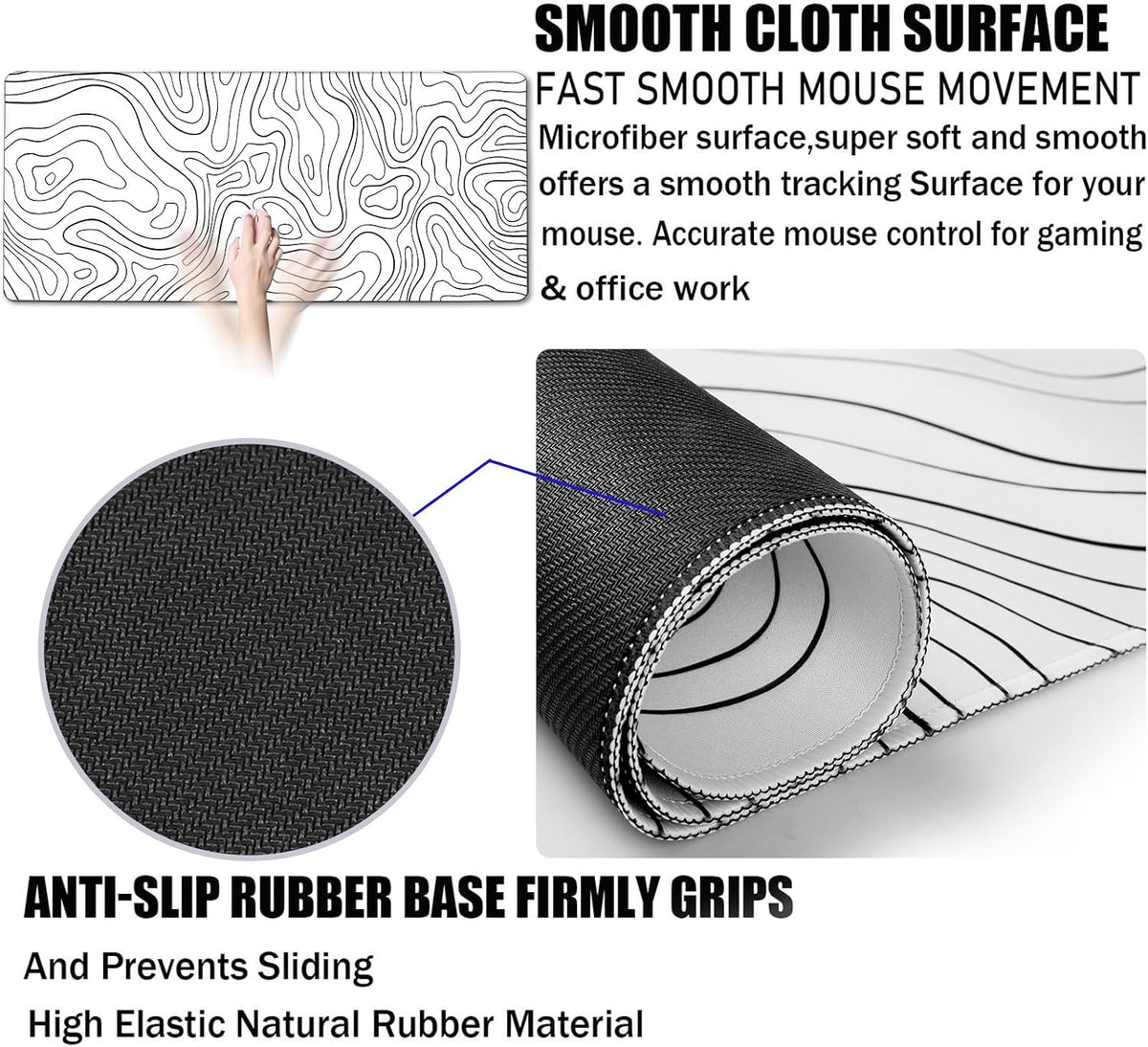 Large Gaming Mouse Pad, Extra Large Big Mouse Pad with Stitched Edge