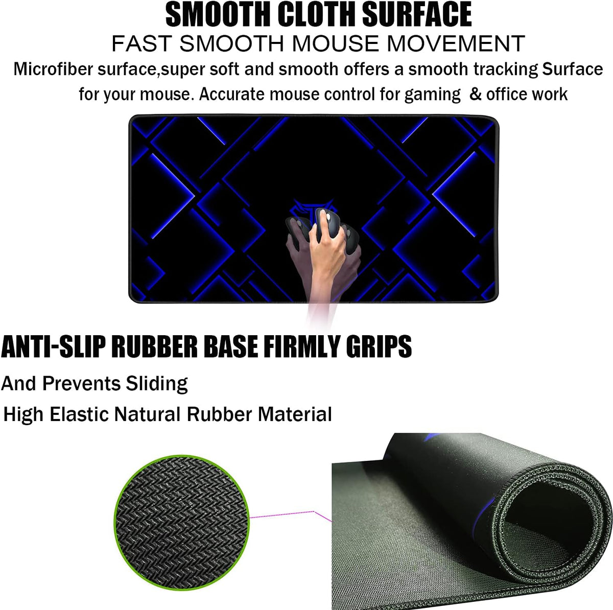 Large Gaming Mouse Pad, Extra Large Big Mouse Pad with Stitched Edge