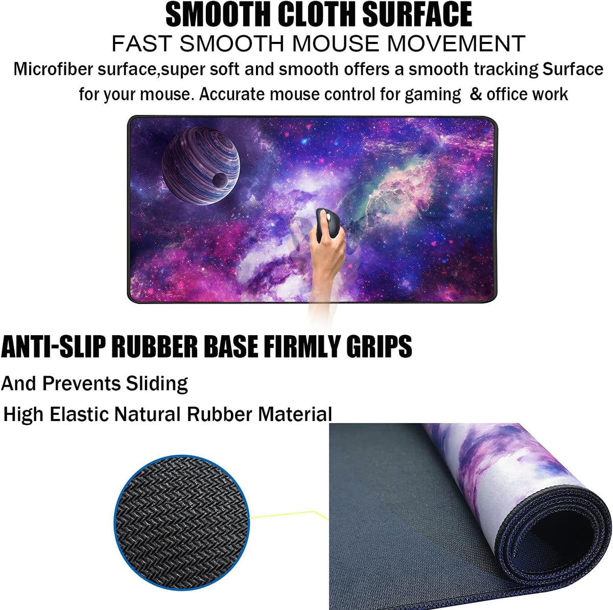 Large Gaming Mouse Pad, Extra Large Big Mouse Pad with Stitched Edge