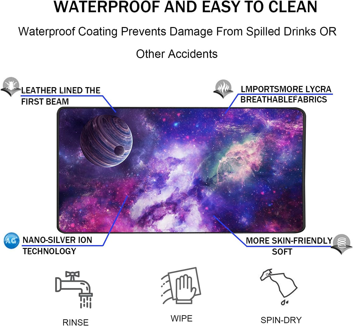 Large Gaming Mouse Pad, Extra Large Big Mouse Pad with Stitched Edge